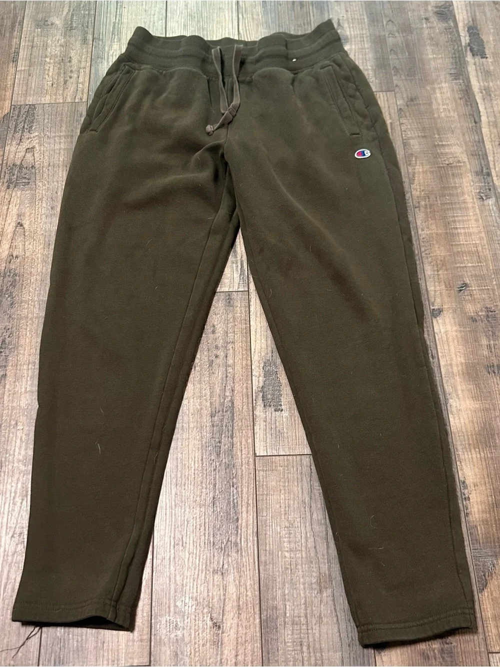 Champion Sweatpants Mens Medium Olive Green Fleece Lined Drawstring Waist Winter